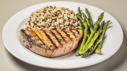 Grilled Tuna with Wild Rice and Asparagus: A Healthy and Delicious Meal