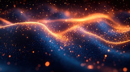 Obraz premium Abstract glowing particles wave background