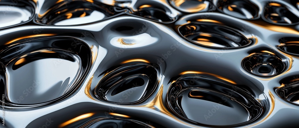 Aufkleber The image is a close up of a shiny, metallic surface with many small