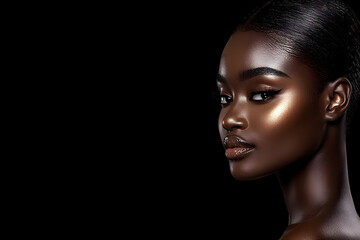 Fototapeta premium Portrait of an elegant model studio fashion photography dark background side view beauty and confidence