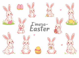 Adorable Easter Bunny Illustrations Assortment