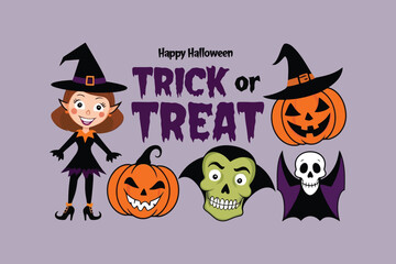 Spooky Halloween Party Design Featuring Trick-or-Treat Text and Skull Graphics