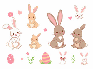 Adorable Easter Bunny Illustrations Assortment