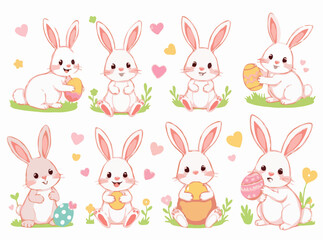 Adorable Easter Bunny Illustrations Assortment
