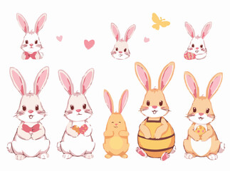 Adorable Easter Bunny Illustrations Assortment