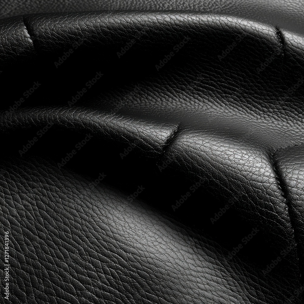 Poster a close up of a black leather material with a very smooth texture