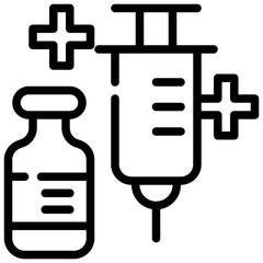 vaccine healthy immunity syringe injection simple line icon