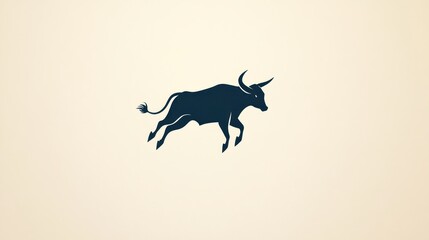 Obraz premium Silhouetted bull, leaping, on light background, possible use for investment or finance design