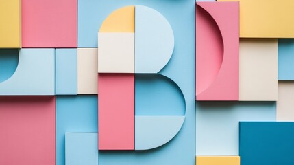 Pastel 3d geometric shapes in satisfying minimalist pattern