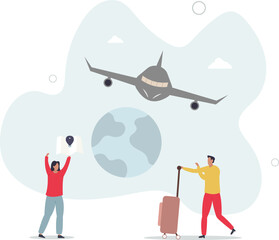 Sustainable tourism with ecological responsible travel.flat character life .