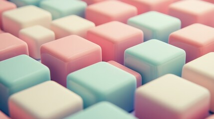 Obraz premium Pastel 3d geometric shapes in satisfying minimalist pattern