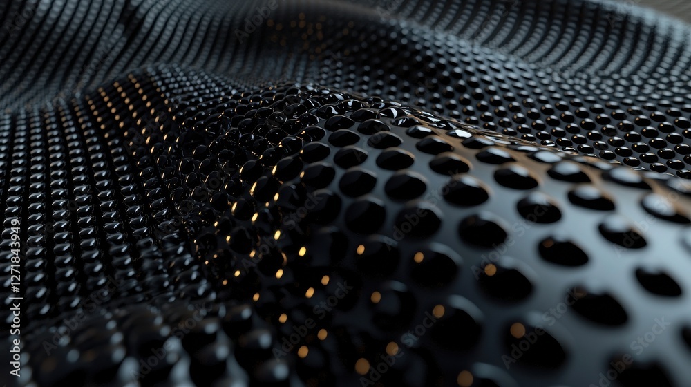 Poster a black and shiny fabric with many small dots