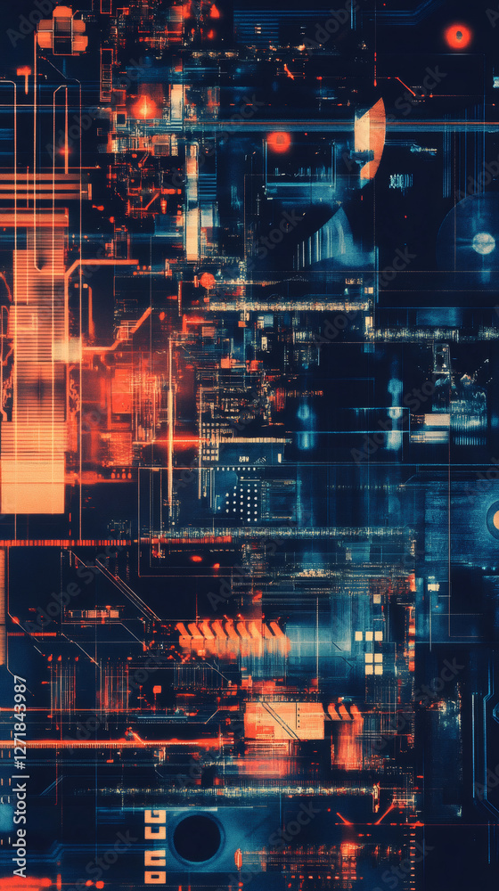 Aufkleber Futuristic motherboard illuminating complex circuitry, representing advanced technology and digital innovation