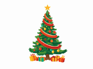 Festive Christmas Tree Vector Illustration
