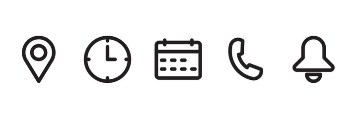 location, time, calendar, phone and notification icons