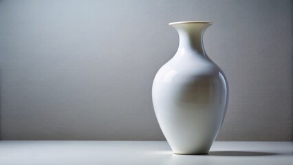 Elegant White Ceramic Vase, Modern Home Decor, Minimalist Tabletop Still Life
