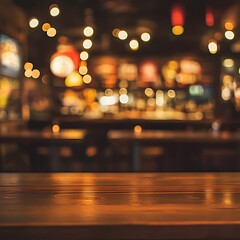 Cozy and Inviting Blurred Restaurant Atmosphere with Warm Lighting and Reflections