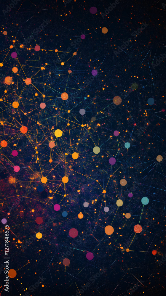 Aufkleber Intricate network of interconnected nodes visualizing data flow and complex relationships in a futuristic digital web