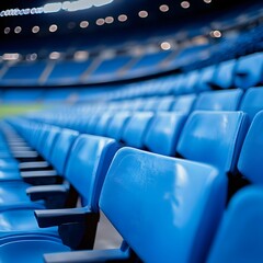 Fototapeta premium Rows of Blue Seats in an Indoor Sports Stadium