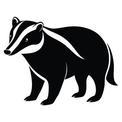 Simple Black and White Silhouette of a Badger