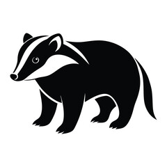 Simple Black and White Silhouette of a Badger