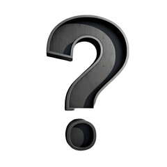 Naklejka premium Metallic Question Mark: 3D Render isolated on transparent background