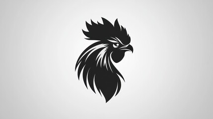 Rooster head profile graphic design, logo concept, simple black and white