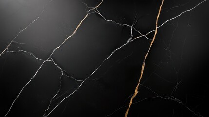 A black and gold marble floor with cracks and grooves