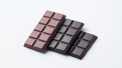 Three Chocolate Bars on White Background