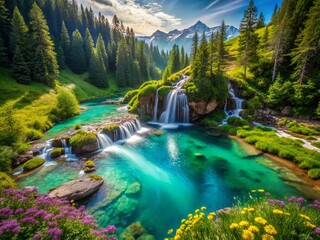 Enchanting Fairy Pools Nestled in Majestic Mountain Peaks - Aerial View