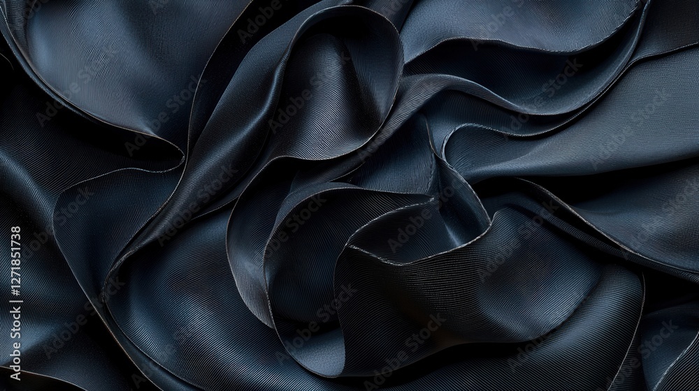Aufkleber a black fabric with a pattern of waves and swirls