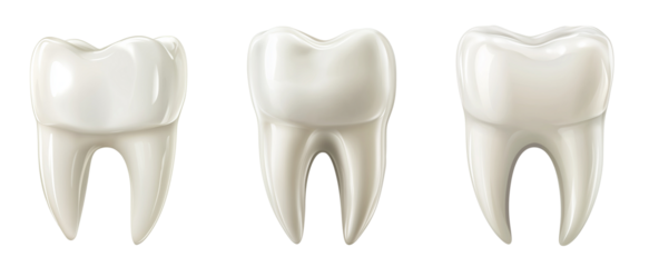 Realistic single white tooth isolated on white or transparent PNG