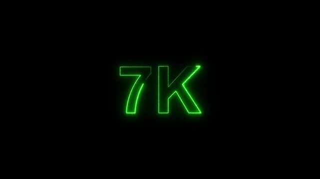 7k Follower, Glowing 7k Followers Video, Luxury 7k Followers animation text with neon glitter particles on black background 7K Following Banner Animation Videos