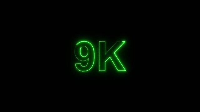 neon 9k Follower neon Text And Firework Animation Subscribers,9k Subscription Animation Videos