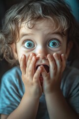 Boy whispers into hands