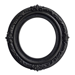 Obraz premium Ornate Black Oval Frame: Antique Style Picture Frame isolated on transparent background