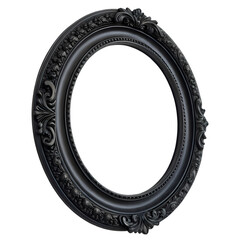 Obraz premium Black Oval Mirror Frame: Ornate, Victorian Style isolated on transparent background