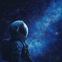 Astronaut gazes into the vastness of the star filled cosmos