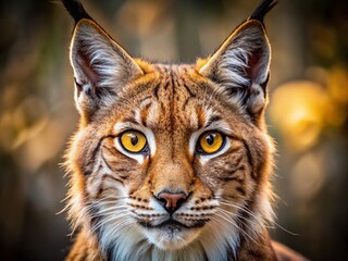 Obraz premium Eurasian Lynx Close-Up: Striking Golden Eyes, Wildlife Portrait