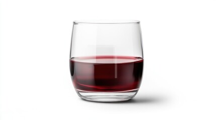 Mulled wine in a clear glass rich in deep red color sits isolated on a white background evoking warmth and comfort during winter festivities and Christmas markets