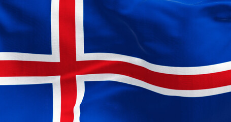 Fototapeta premium Close-up of Iceland national flag waving