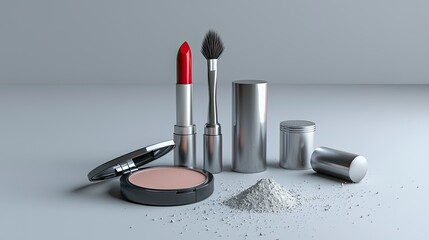 Makeup products consisting of lipstick powder and a brush