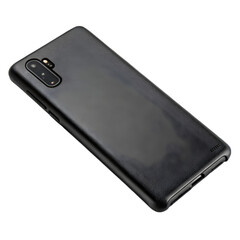 Fototapeta premium Samsung Galaxy Note 10 Phone Case - Black Leather Texture isolated on transparent background