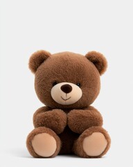 Adorable plush teddy bear sitting, perfect for children's toys and cozy decor.