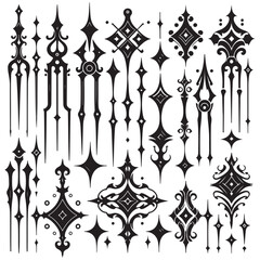 Black page dividers elements on white background