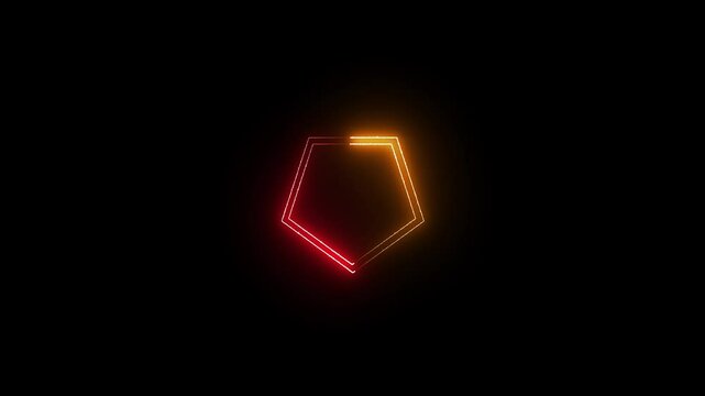 A polygon icon typically features a multi-sided geometric shape with straight edges and sharp verticals. Creative neon pink and green colored polygon tunnel animation background