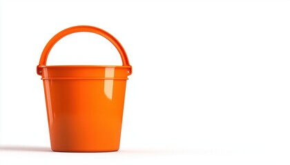 Bright orange bucket isolated on a white background for creative projects.