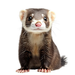 Fototapeta premium Adorable Ferret with Playful Expression on a white background.