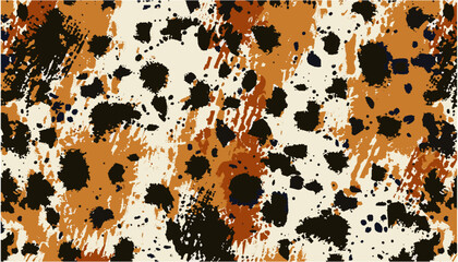 Abstract leopard skin seamless pattern, vector illustration, grunge splatted animal print, wild safari texture, modern fashion background, exotic feline fur design, trendy textile wallpaper, © aura studio