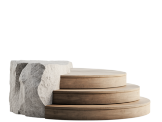 Ancient Circular Stone Stage with Wooden Flooring and Steps: A Unique Architectural Feature